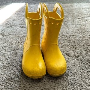 Yellow Kids Crocs Rain Boots